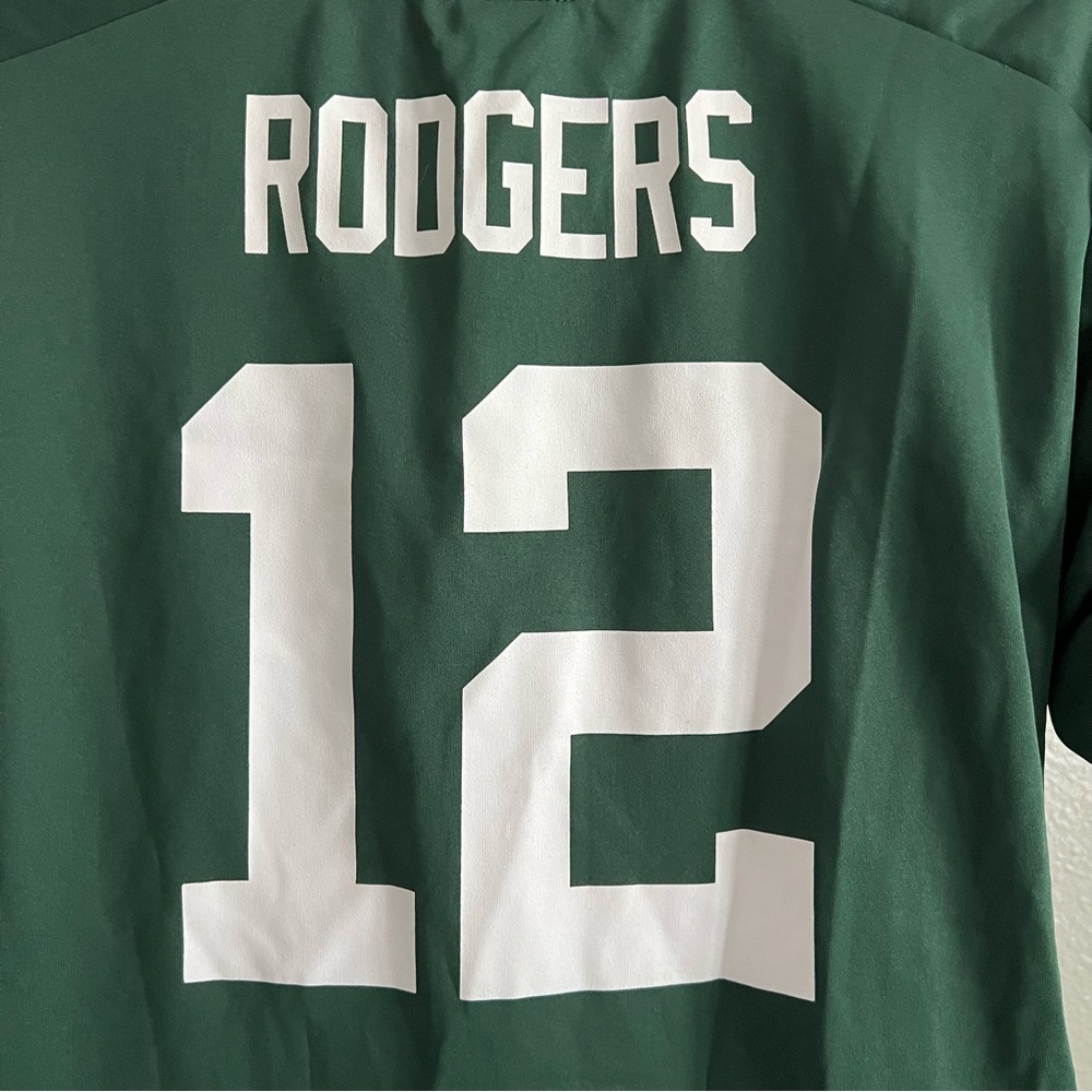 NFL Green Bay Packers Aaron Rodgers #12 Youth‎ XL Football Jersey XL Green White - Picture 6 of 8